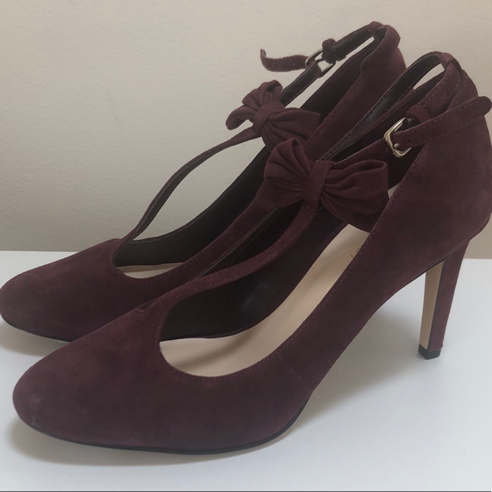 NWT NINE WEST purple velvet bow heels - Picture 3 of 7
